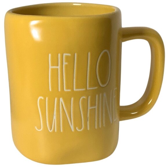 Coffee Mug Rae Dunn "Hello Sunshine" Yellow 18 Ounces 5” Tall 3” Wide - Picture 1 of 8
